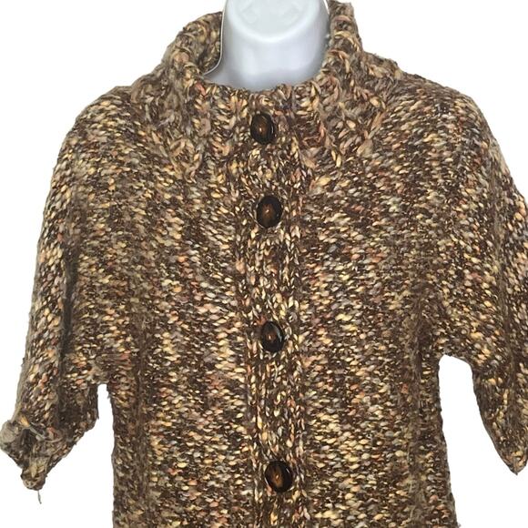 Tabitha Anthropologie Size M Season Stroll Cardigan Chunky Marled Knit Brown - Picture 3 of 11